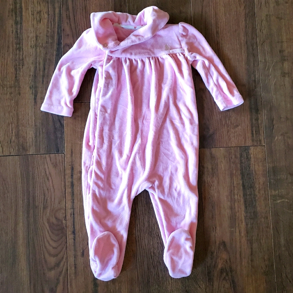 Ralph Lauren Baby Pink Velour Footed Sleeper